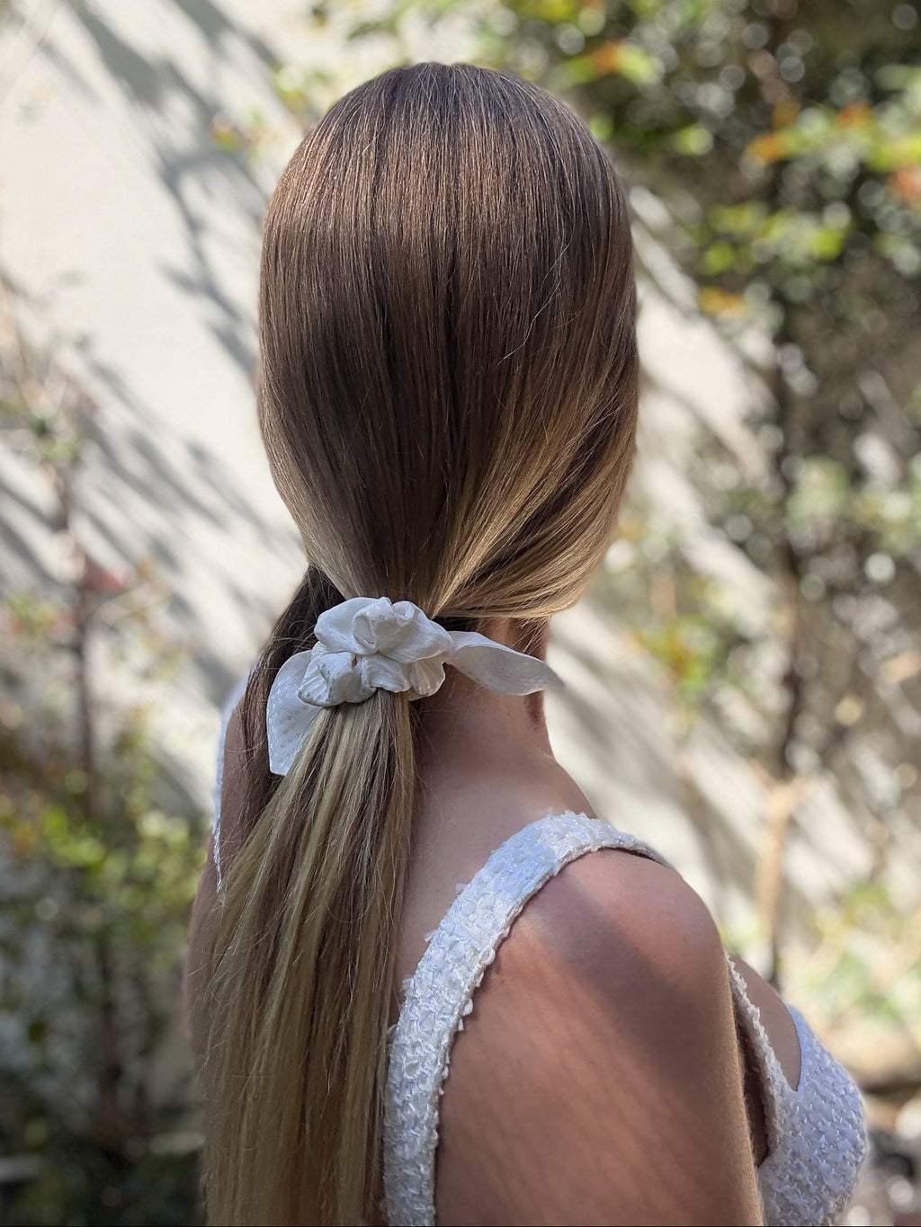 Pearl Reverie — Mini Silk Bow Scrunchie