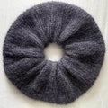 Dark Grey extra large knitted scrunchie on light background