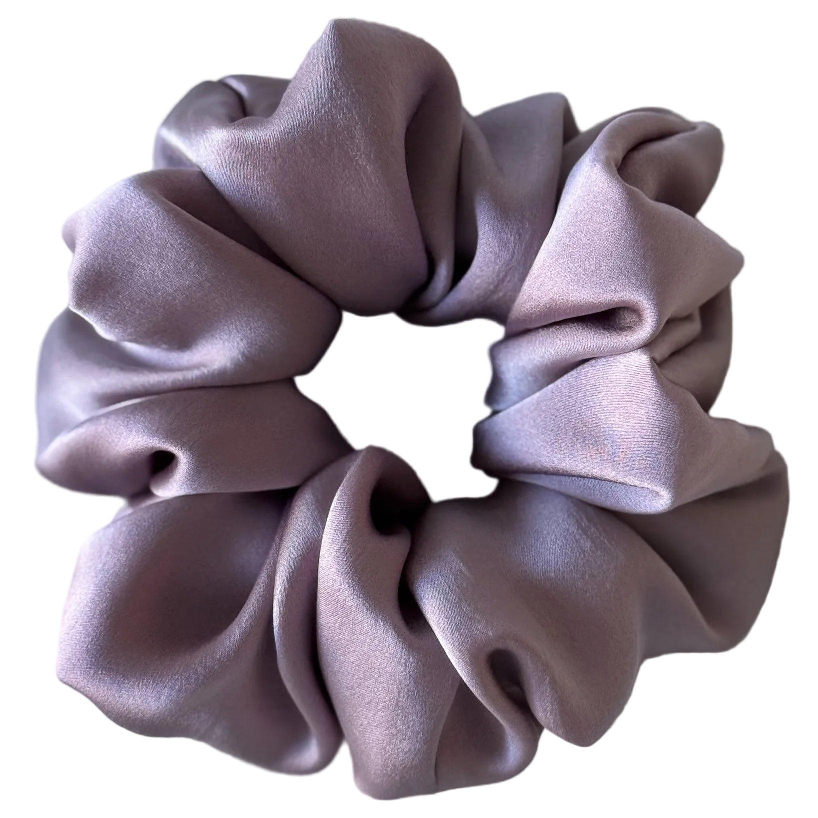Purple scrunchie on a light gray background