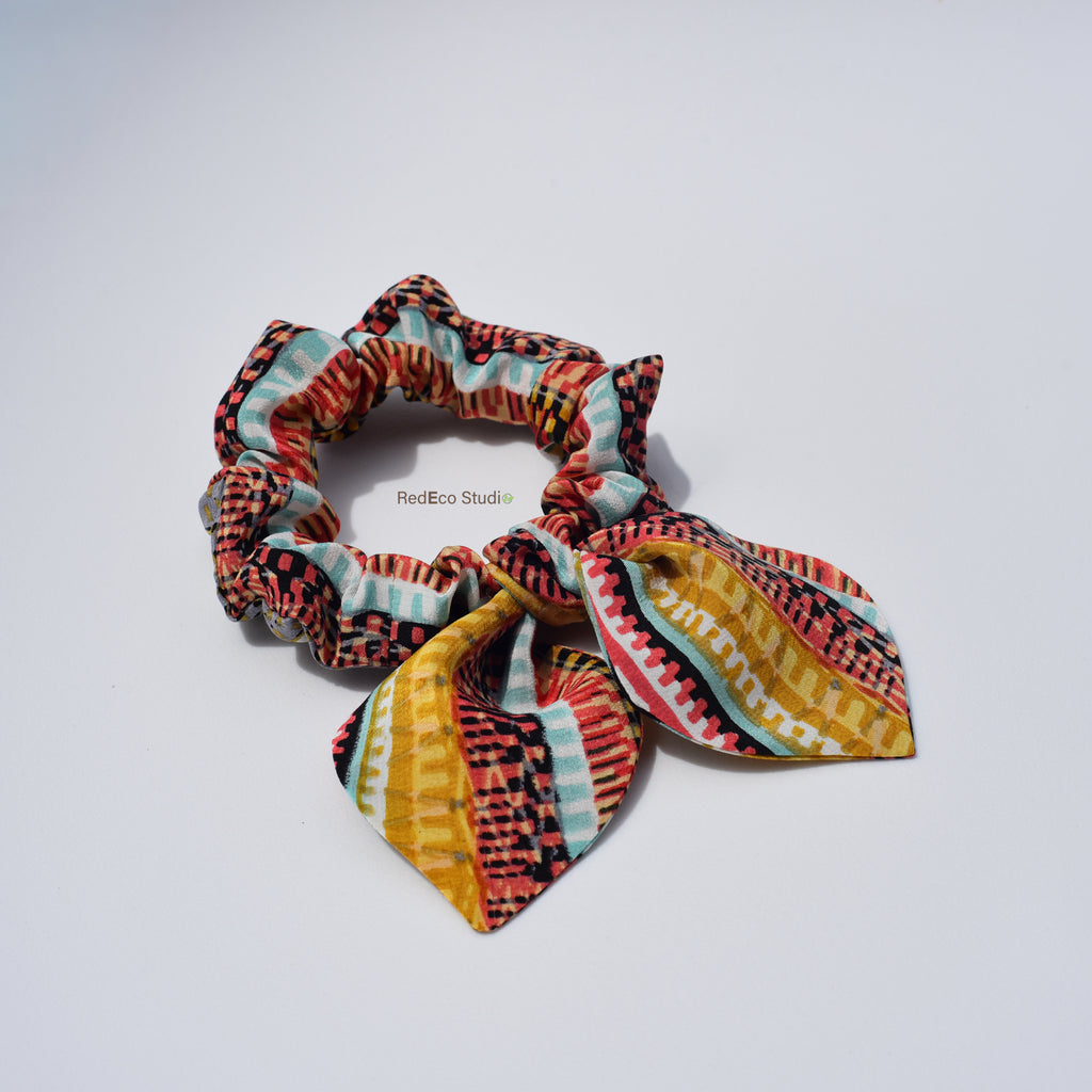 Mini 100% Silk Bow Scrunchie - Festival Vibes