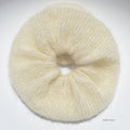 Cream xl hand knitted scrunchie on a white background