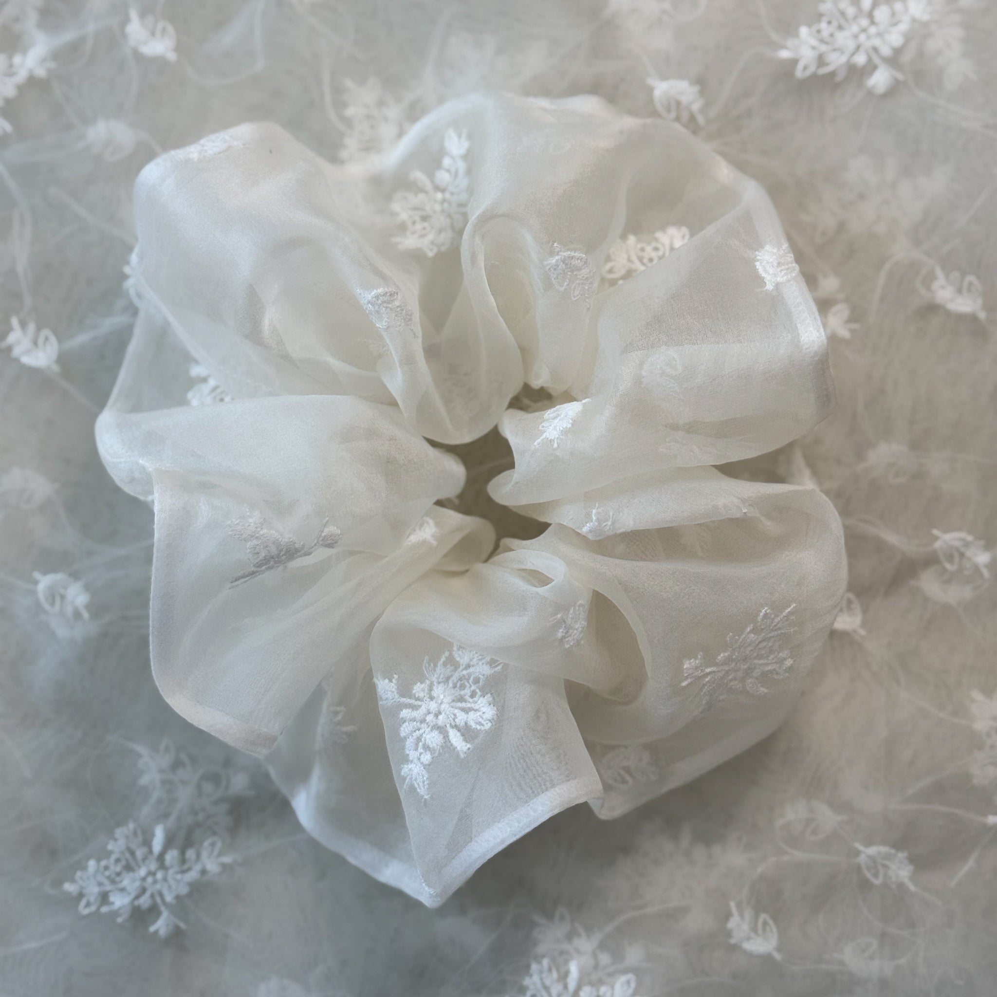 Ivory silk organza extra large scrunchie