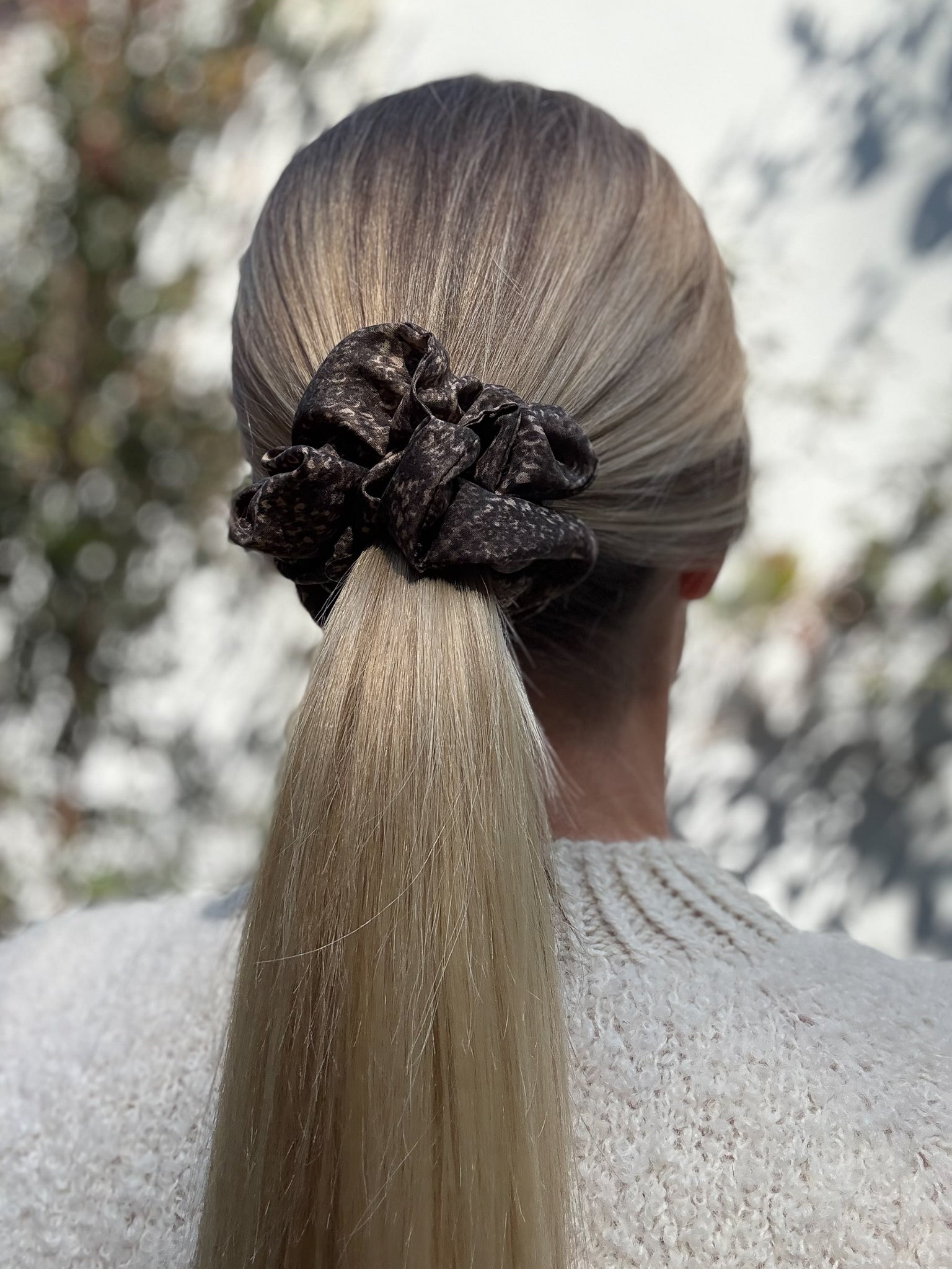 Classic 100% Silk Scrunchie - Brown Snake Print