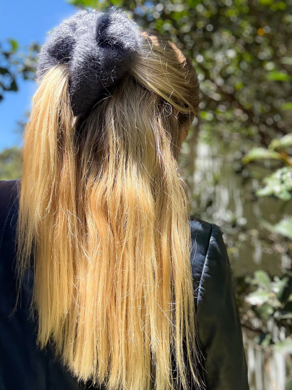 Oversized XL Hand Knitted Silk Mohair Scrunchie - Dark Grey