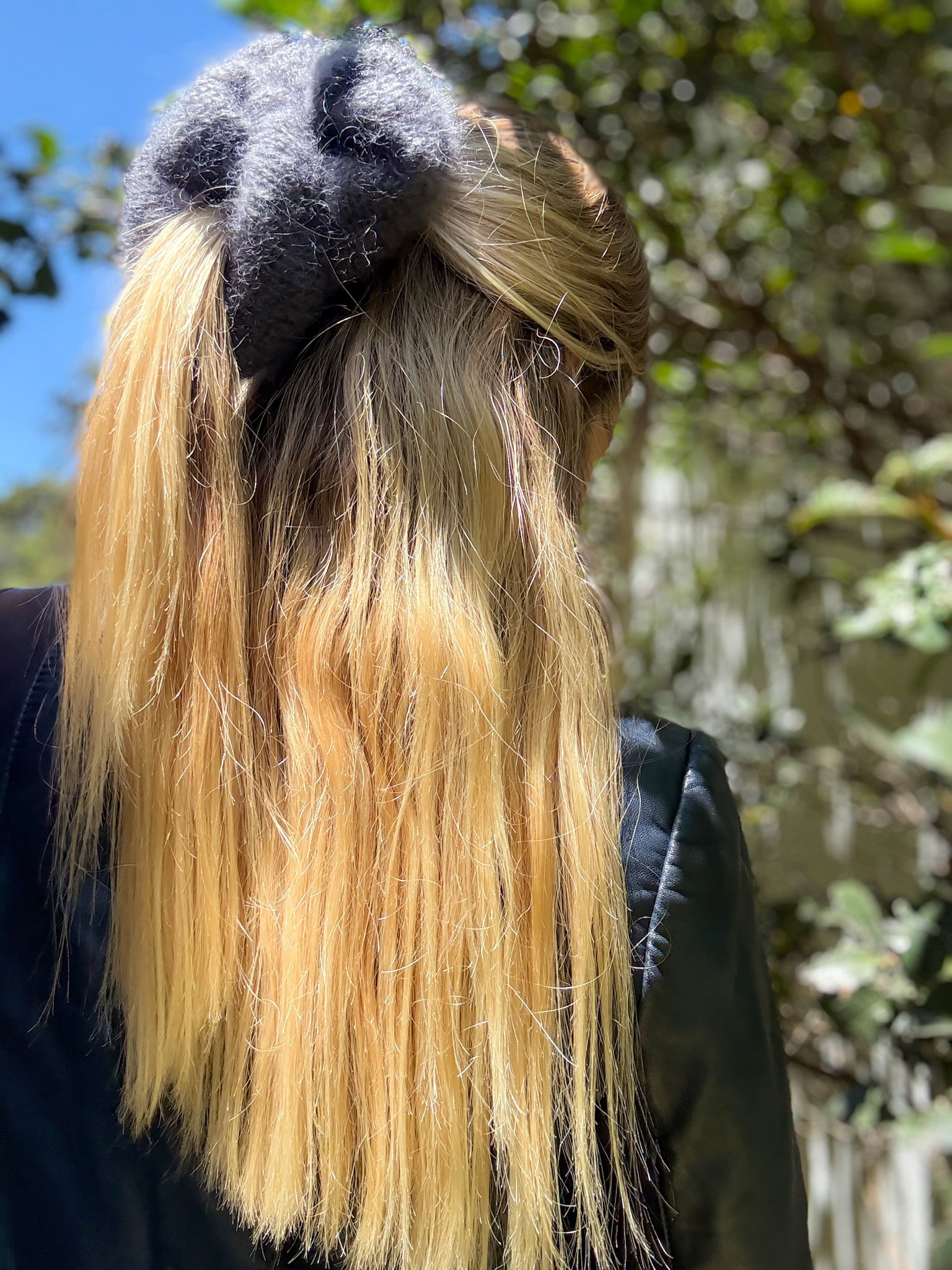 Oversized XL Hand Knitted Silk Mohair Scrunchie - Dark Grey