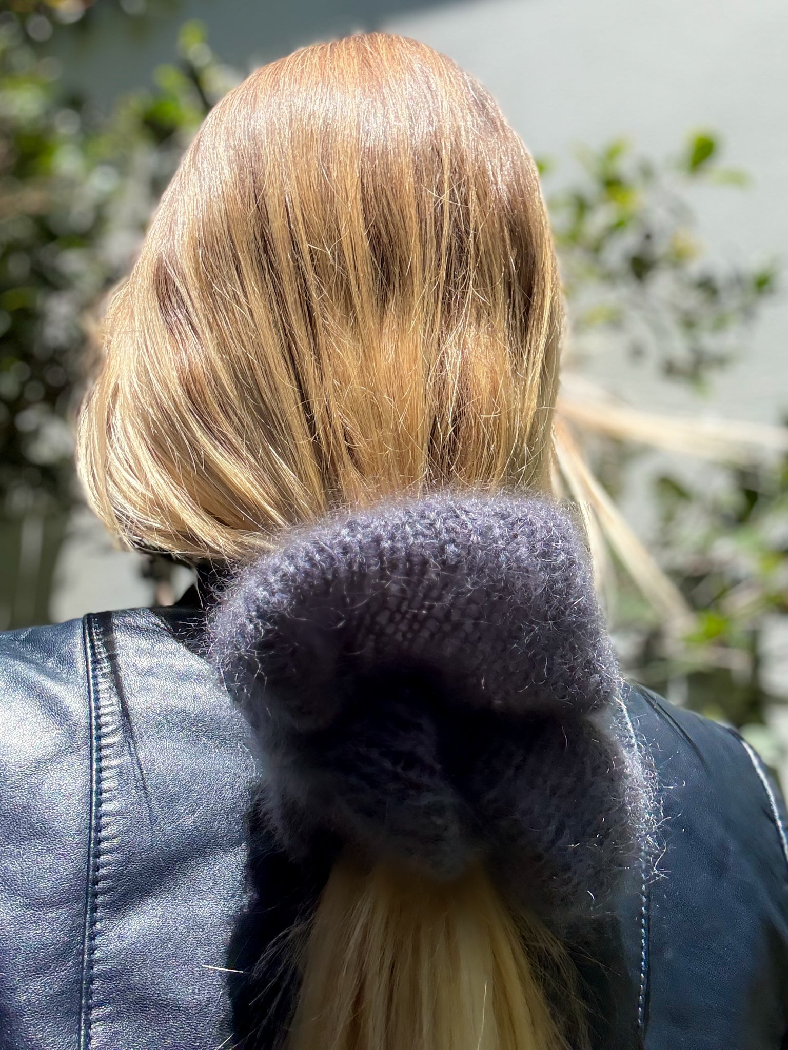 Oversized XL Hand Knitted Silk Mohair Scrunchie - Dark Grey