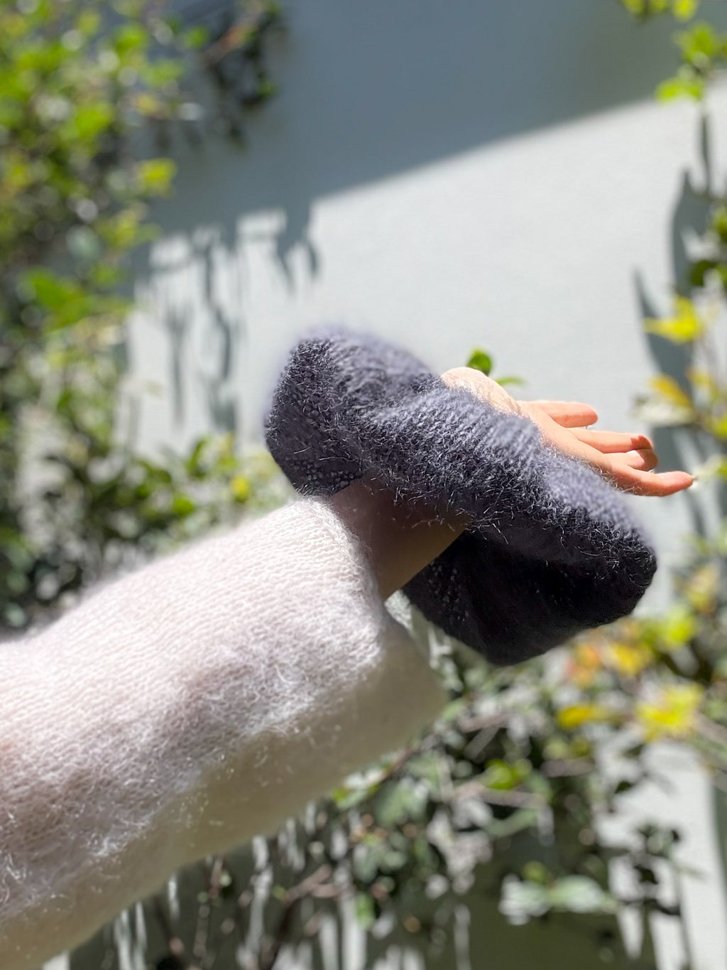 Oversized XL Hand Knitted Silk Mohair Scrunchie - Dark Grey