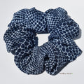 Oversized 100% Silk Scrunchie - Blue on blue Snake Print