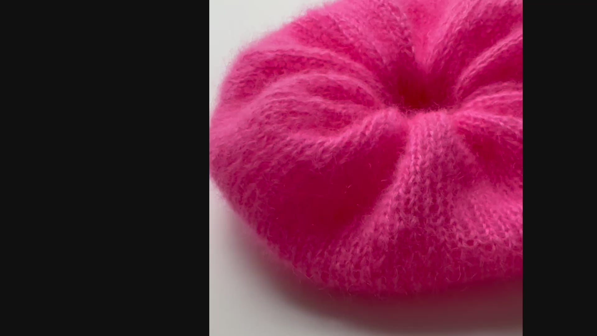 Video showing texture of mohair silk scrunchie 